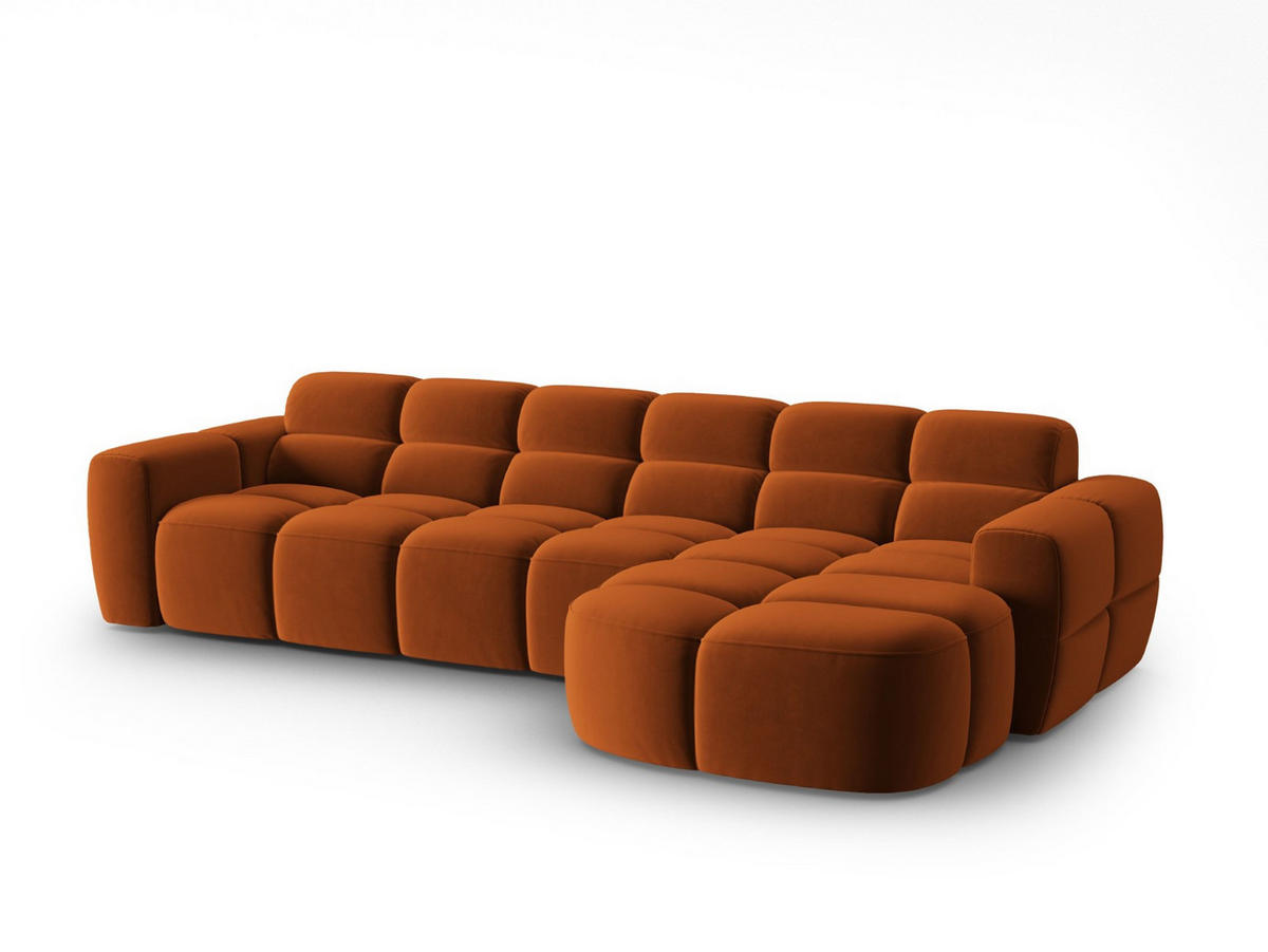 ECKSOFA rechts Lisa aus Samt terrakotta 4 Sitzplätze - Terracotta, Textil (170/310cm) - Micadoni