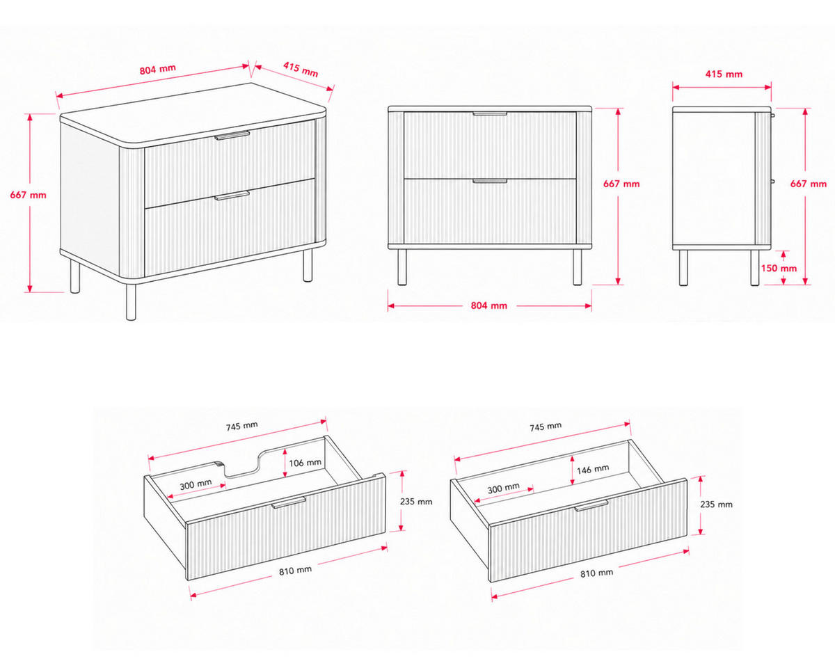 BADEZIMMERSCHRANK : Farbe Eiche Craft, Griff schwarz, Füße schwarz, 80 x 41,5 x 66,7 cm - Eichefarben/Schwarz, Holzwerkstoff (80/66.7/41.5cm) - 3XE LIVING