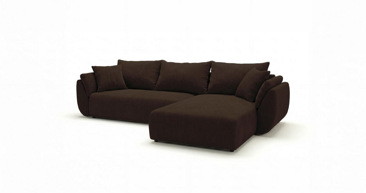 ECKSOFA SYDNEY rechts braun Cord Poso 6 - Schlaffunktion, Bettkasten - Braun, Textil (280/175cm) - Cornero