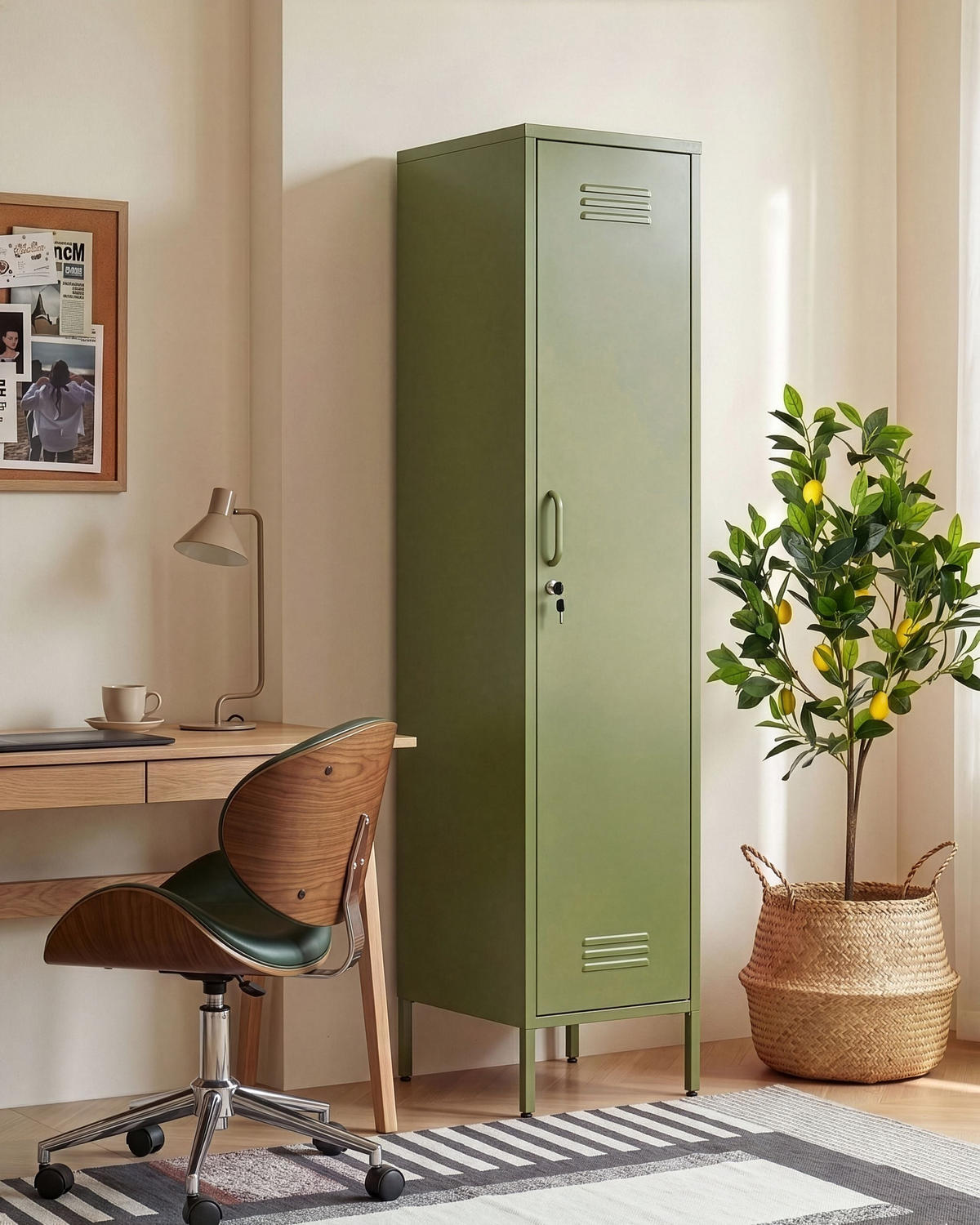 BÜROSCHRANK Metall Grün Frome - Grün, Metall (38/185/50cm) - Beliani
