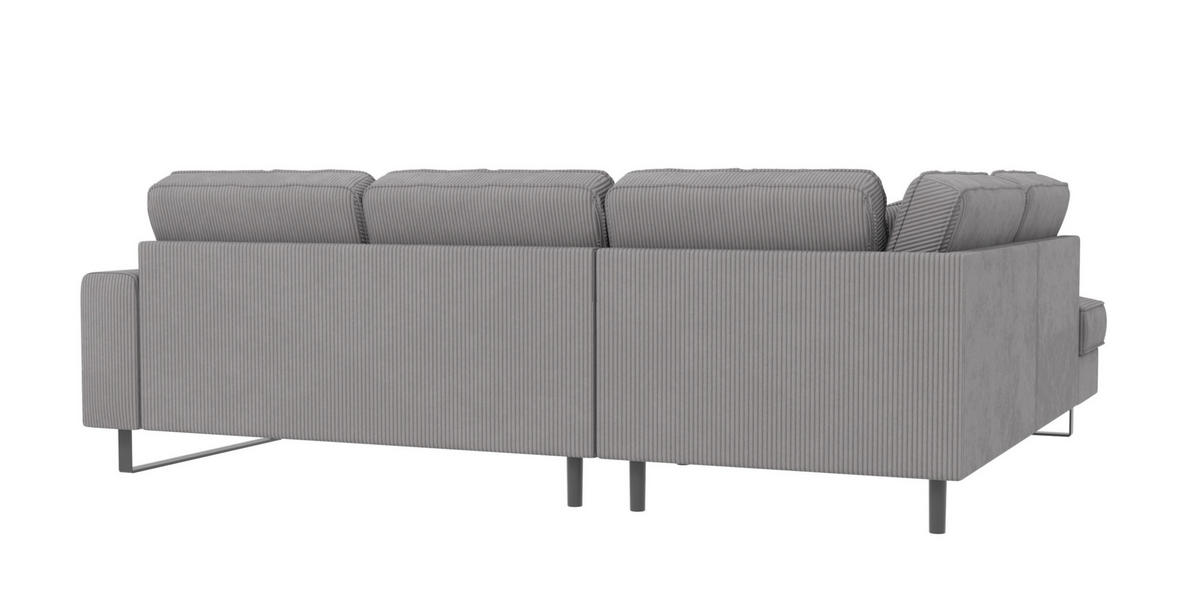 ECKSOFA Floe Hellgrau Cord - Hellgrau/Schwarz, Holz/Kunststoff (290/231cm) - S-Style Möbel
