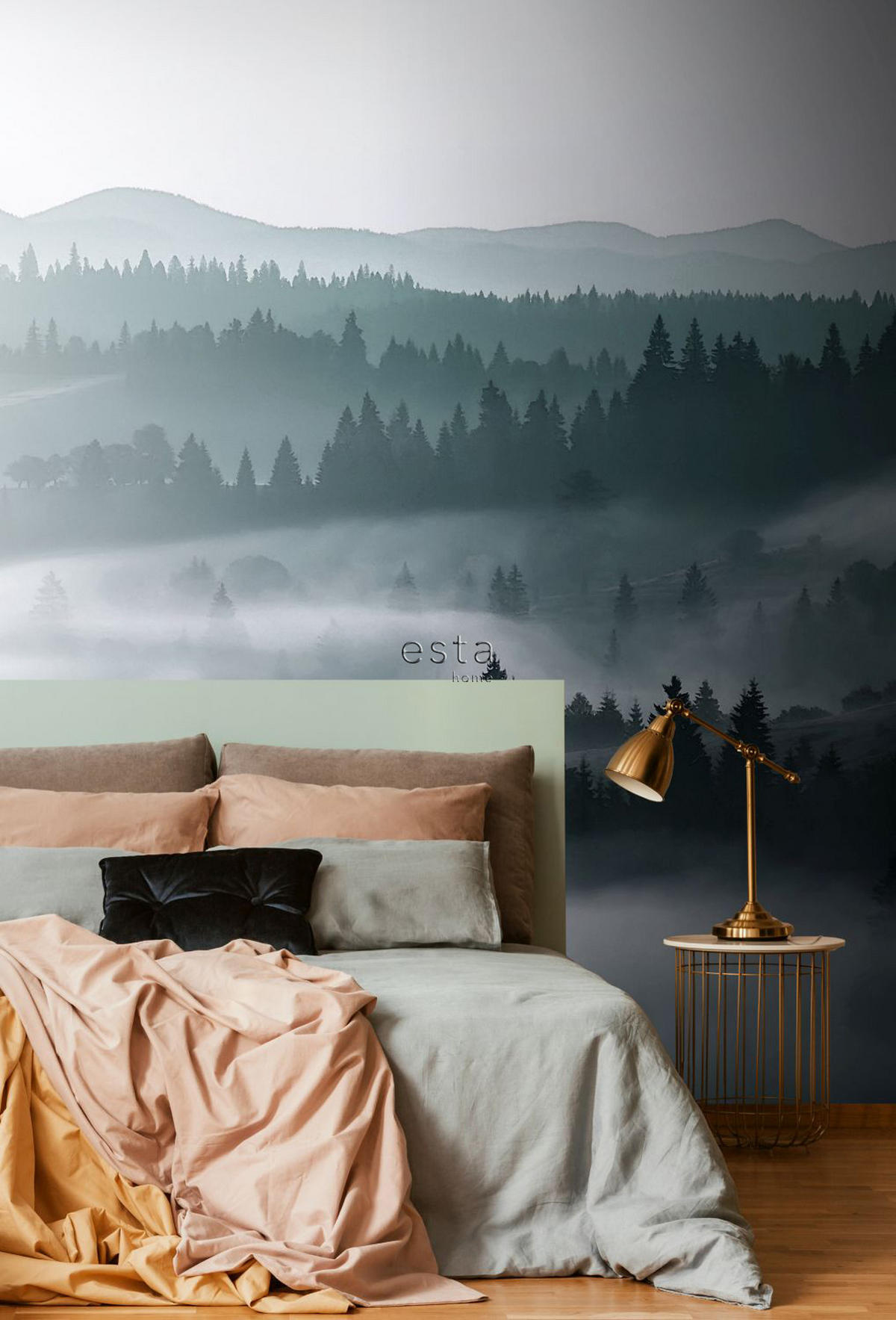 FOTOTAPETE neblige Bergen 279 x 279 cm - Grün, Papier (279/279cm) - ESTAhome