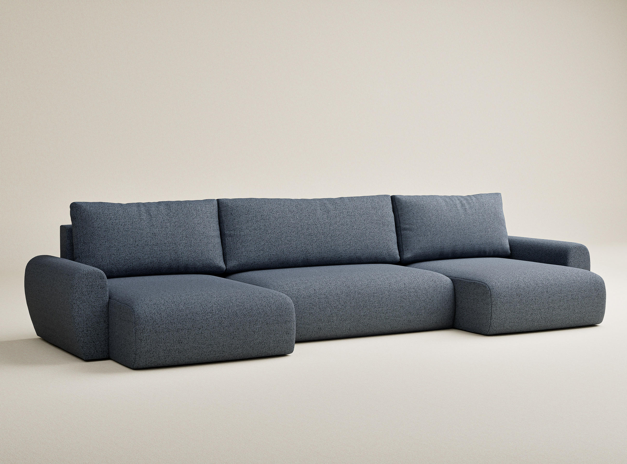 WOHNLANDSCHAFT MIT SCHLAFFUNKTION Numba Blau Grau Webstoff - Blaugrau/Schwarz, Holz/Holzwerkstoff (397/70/153cm) - Maison de Reve