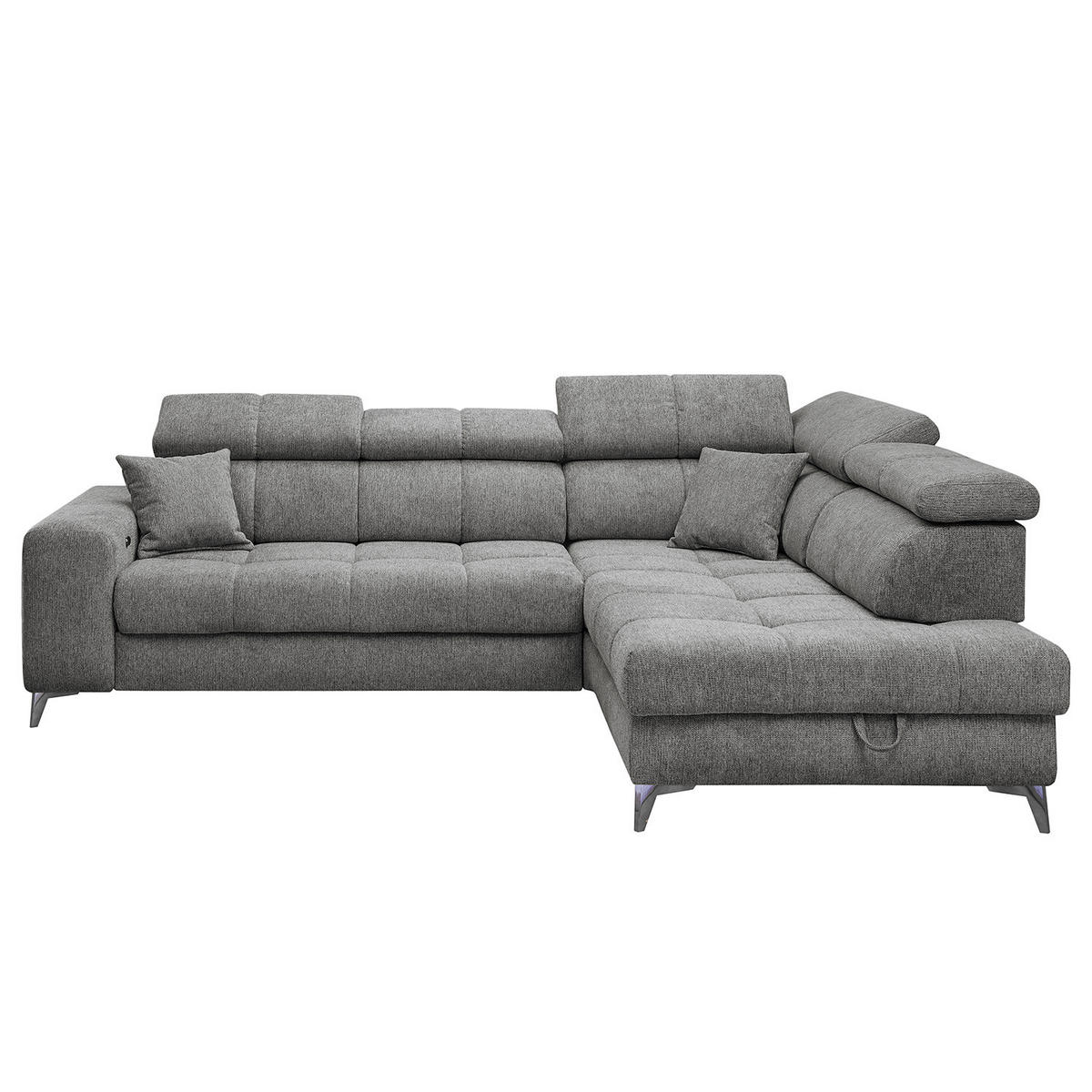 ECKSOFA mit Schlaffunktion - Webstoff - Anthrazit/Schwarz, Kunststoff/Textil (282/198cm) - home24