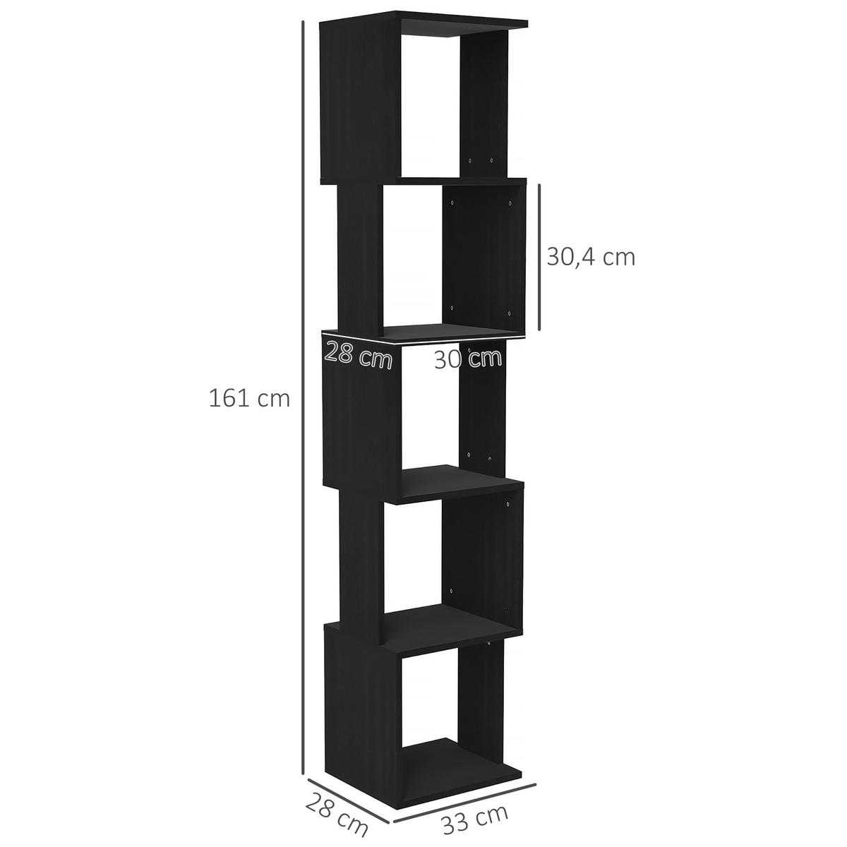 REGAL DE-15515 5 Ebenen, 33/28/161 cm Schwarz - Schwarz, Holzwerkstoff (33/161/28cm) - ComfortXL
