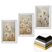 WANDBILDER 3er-Set - 40x60 cm Weißer Rahmen - Weiße Löwenzahnblüten auf hellem Hintergrund - Weiß, Kunststoff (40/60cm) - ArtPrintCave