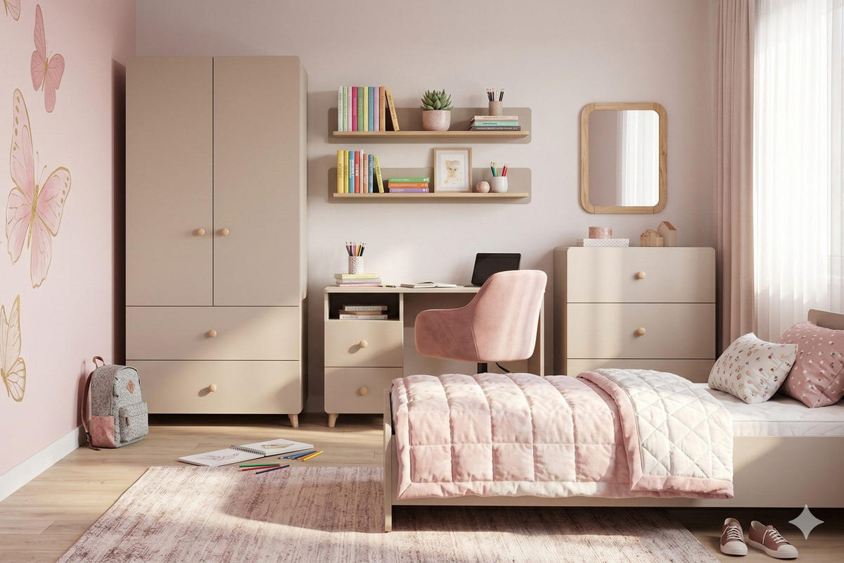 JUGENDBETT MARCO 06 90/200 cm in Kaschmir - Kaschmir, Holzwerkstoff (90/200cm) - Deine Möbel 24