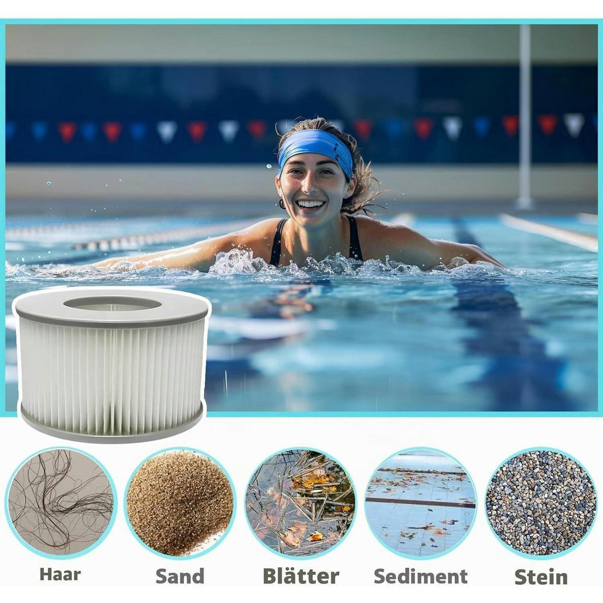 FILTERKARTUSCHEN 4-teiliges Set für Whirlpools - Weiß, Textil (10.8/6.8/10.8cm)