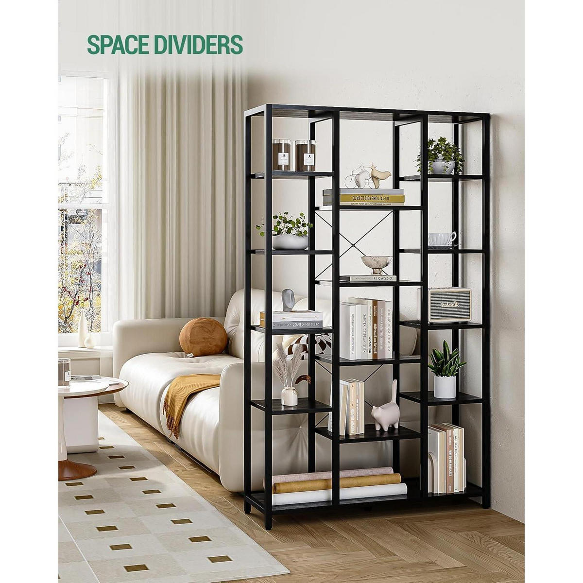 BÜCHERREGAL mit 6 Ebenen 30 x 100 x 170 cm Schwarz mit Holzmaserung - Schwarz, Holzwerkstoff (100/170/30cm)