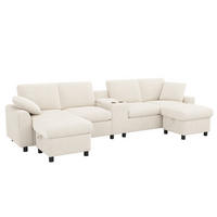 WOHNLANDSCHAFT DE-33395 U-Form mit Hockern und Ladeanschlüssen Beige - Beige, Metall (315/81/135cm) - ComfortXL