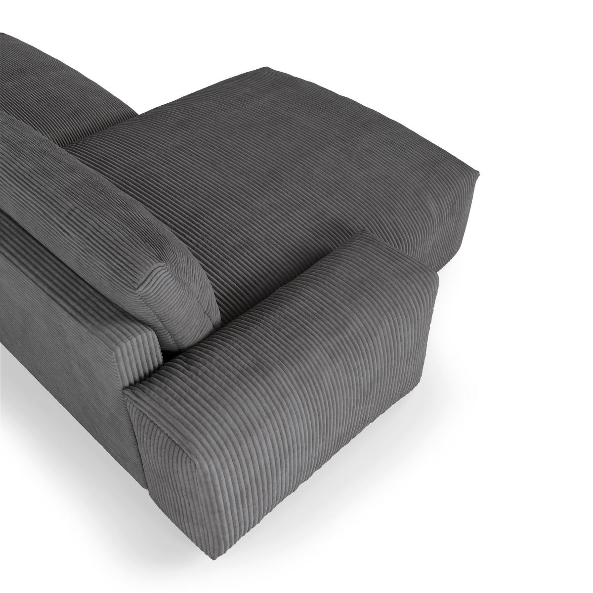 ECKSOFA LINKS Gerippter Samt Anthrazitgrau 310cm - Dunkelgrau/Anthrazit, Textil (174/310cm) - Sia Home