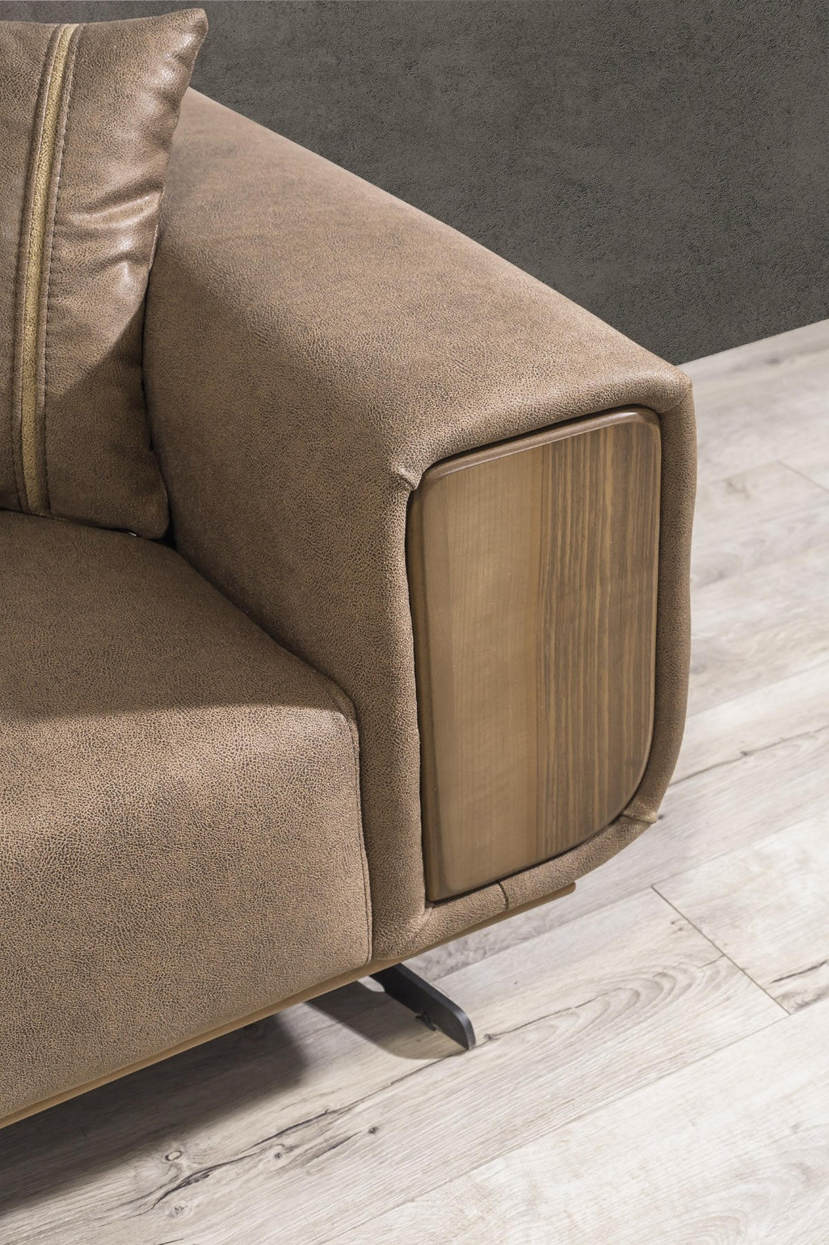 2-SITZER Sofa ROYAL, Braun - Braun, Textil/Metall (200/100/90cm)