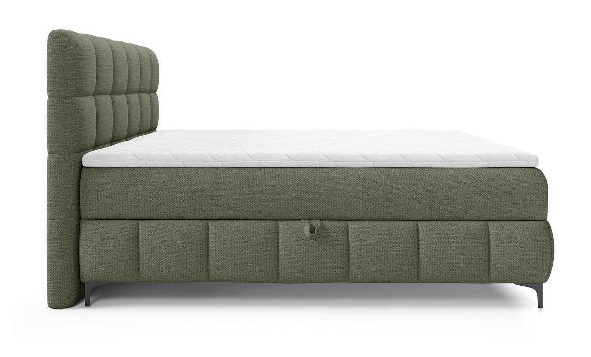 BOXSPRINGBETT 140x200 Altessa mit Bettkasten, Matratze, Topper, Grün - Grün, Holz/Textil (140/200cm) - Emporius