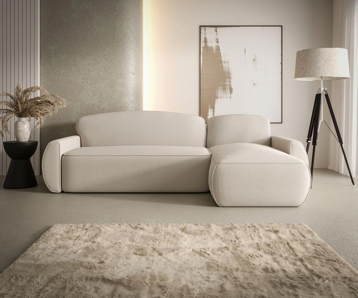 ECKSOFA mit Schlaffunktion LUCAS Curio 09 Rechts - Ecru, Textil (240/145cm) - Bedante