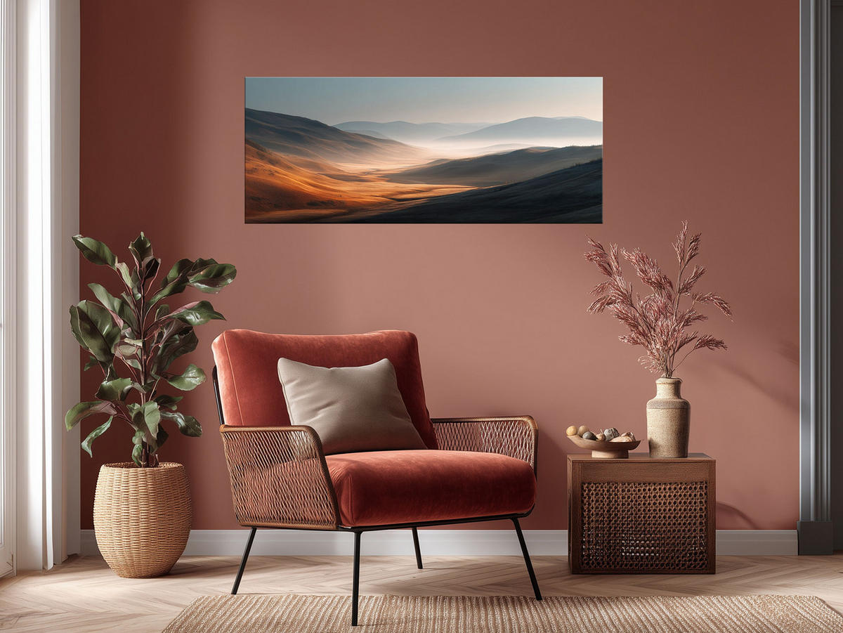 GLASBILD 125x50 cm Landschaft minimalistisch - Beige, Glas (125/50cm) - artissimo