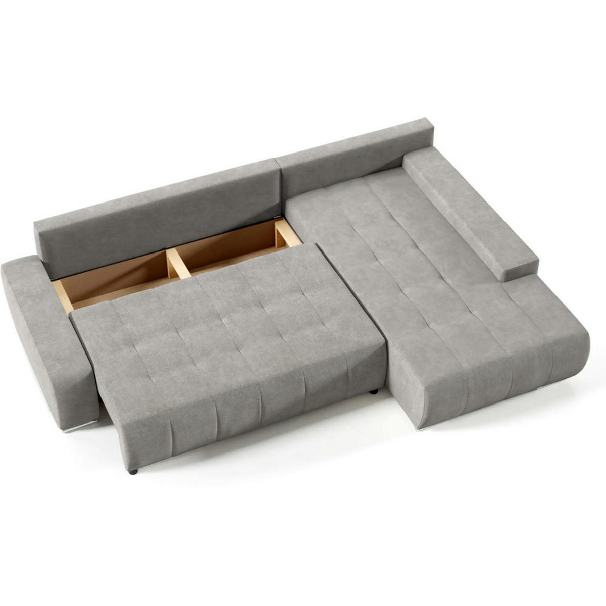 ECKSCHLAFSOFA Draco L Beige - Beige/Schwarz, Textil/Metall (267/186cm) - Beautysofa