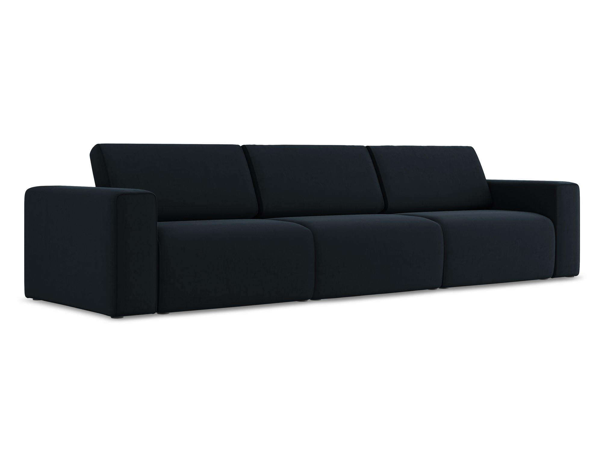 4-SITZER-SOFA Samt Stoff Blau - Blau/Schwarz, Kunststoff/Textil (314/80/103cm) - Makamii