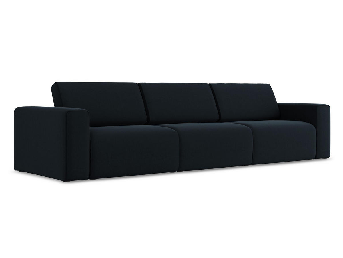 4-SITZER-SOFA Samt Stoff Blau - Blau/Schwarz, Kunststoff/Textil (314/80/103cm) - Makamii