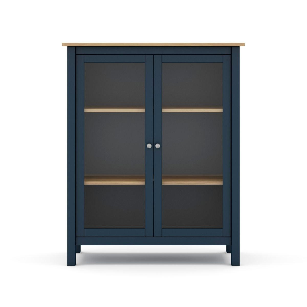 VITRINE 2 Türen L90 x H110 cm - Misti - Blau, Holz (40/110/90cm) - Calicosy