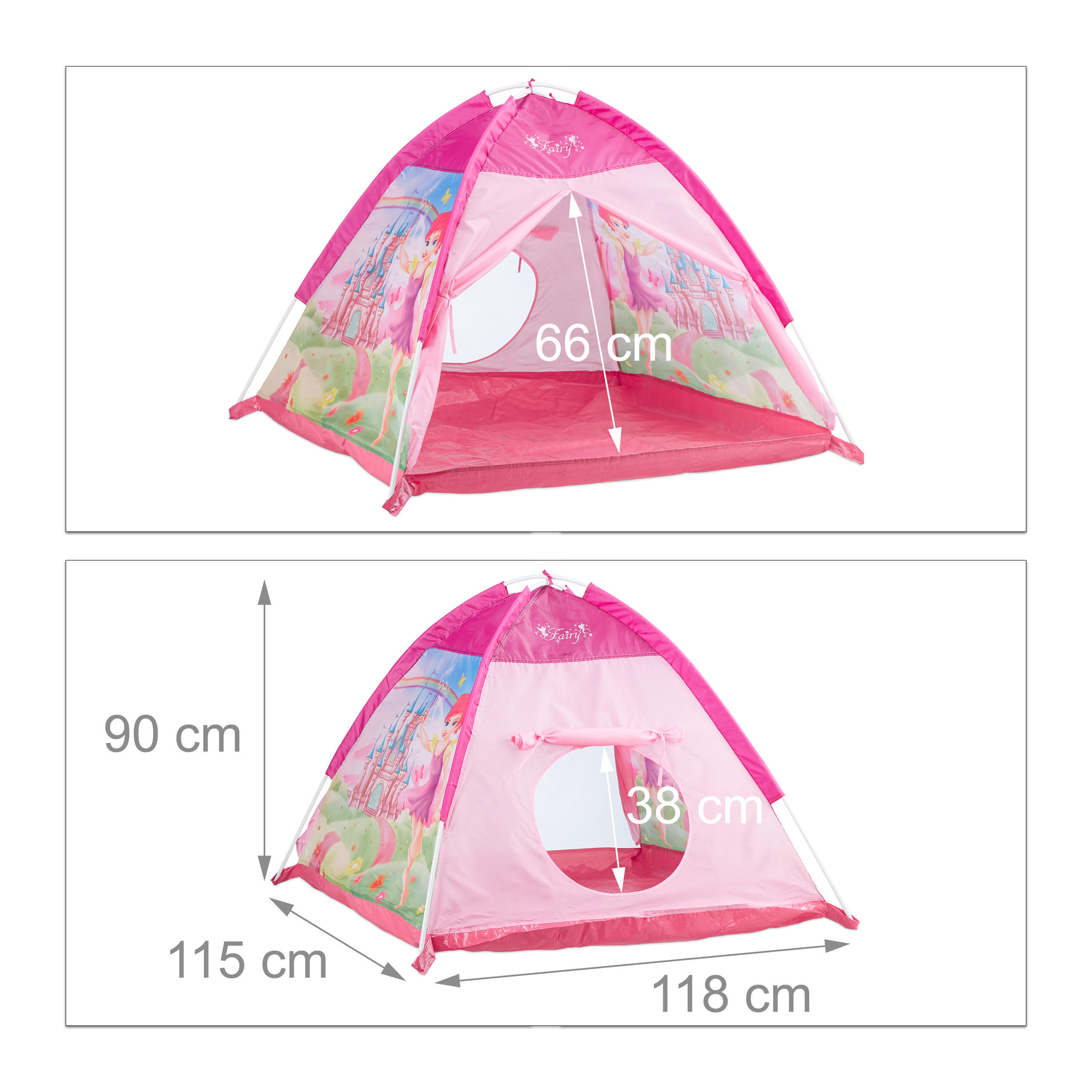 SPIELZELT Mädchen - Pink, Kunststoff/Textil (118/115cm) - Relaxdays