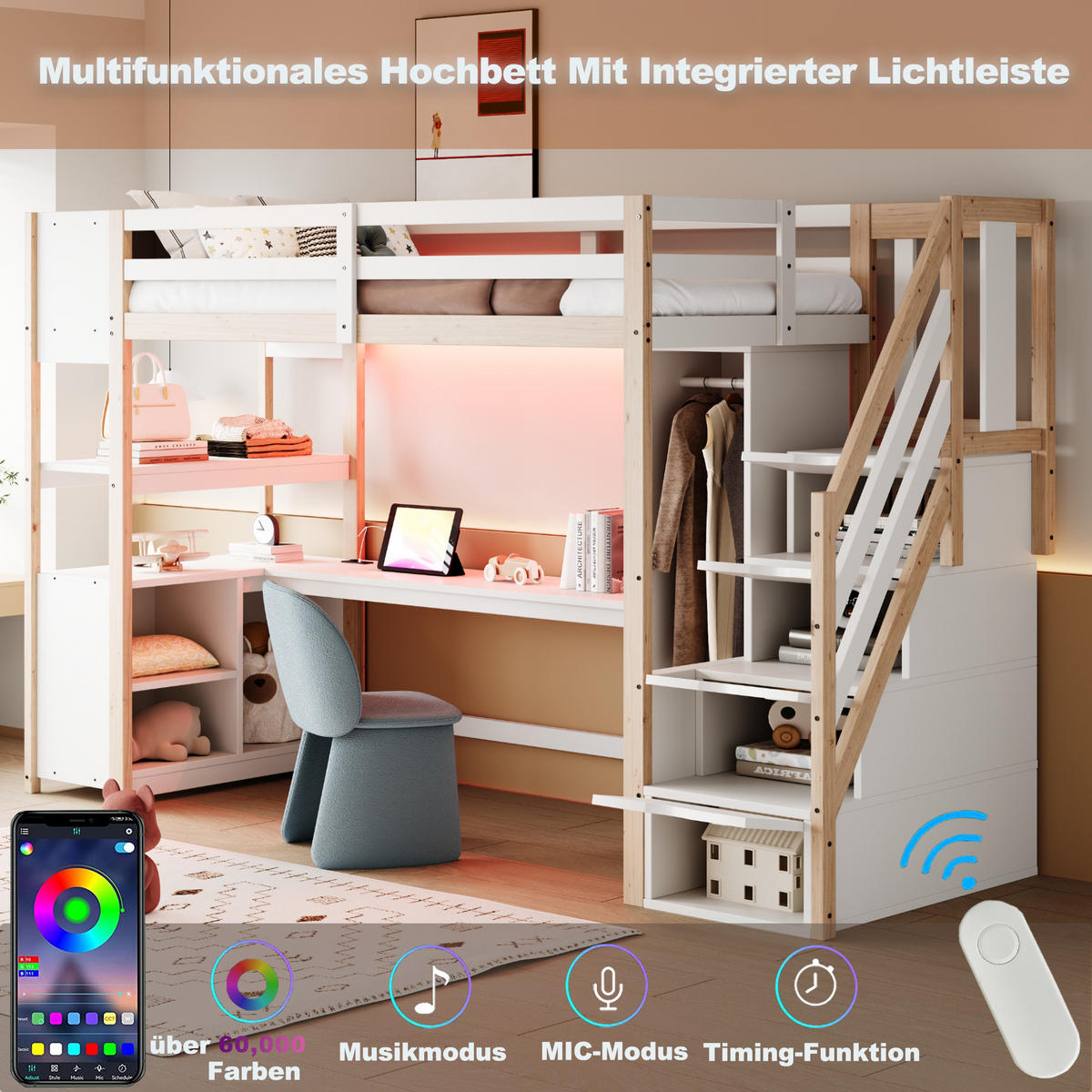 HOCHBETT Holz 90/200 cm Holz - Ahornfarben/Weiß, Holz/Holzwerkstoff - Raumix