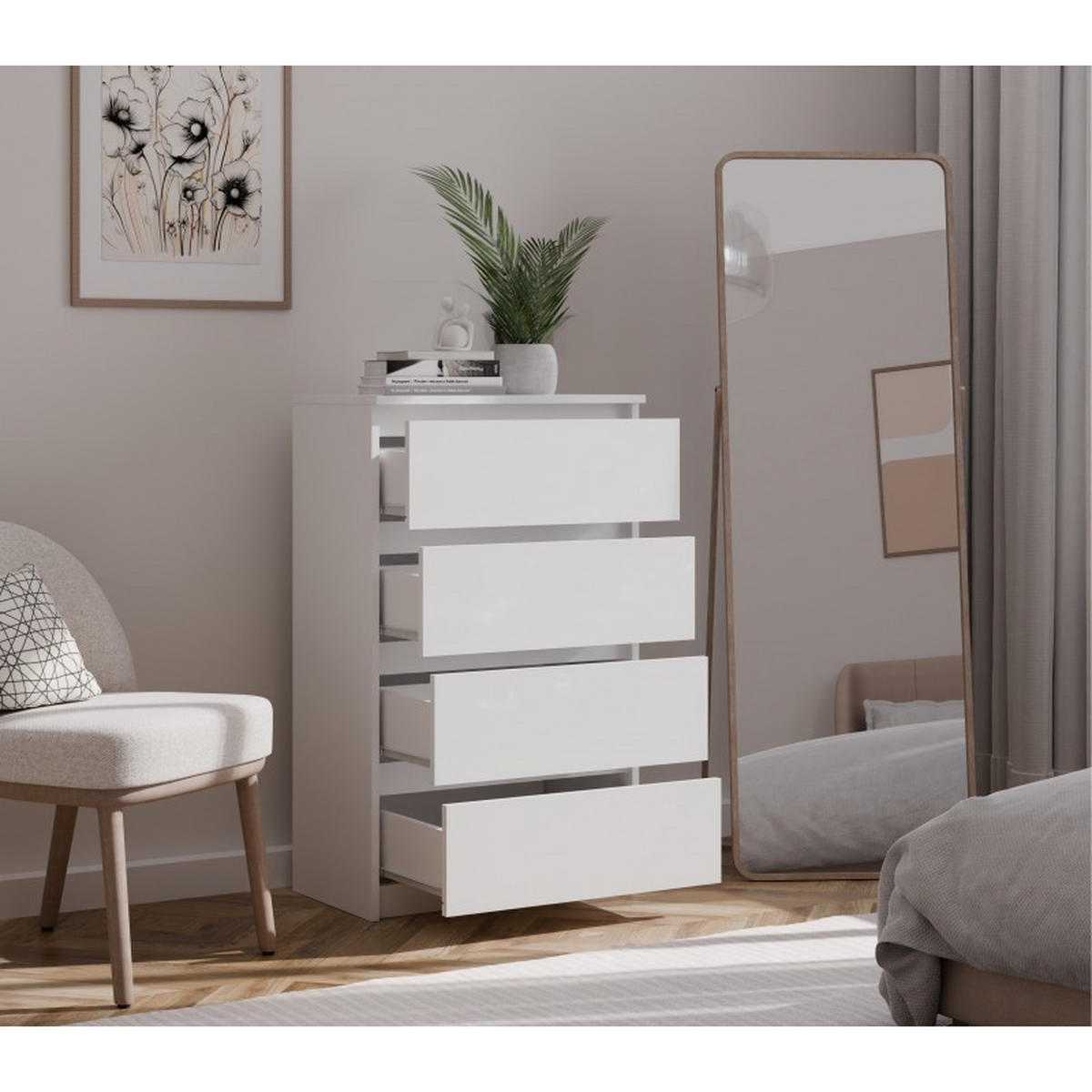 KOMMODE Weiß 70/97/40 - Weiß, Holzwerkstoff (70/97/40cm) - RAUMHIRSCH FURNITURE