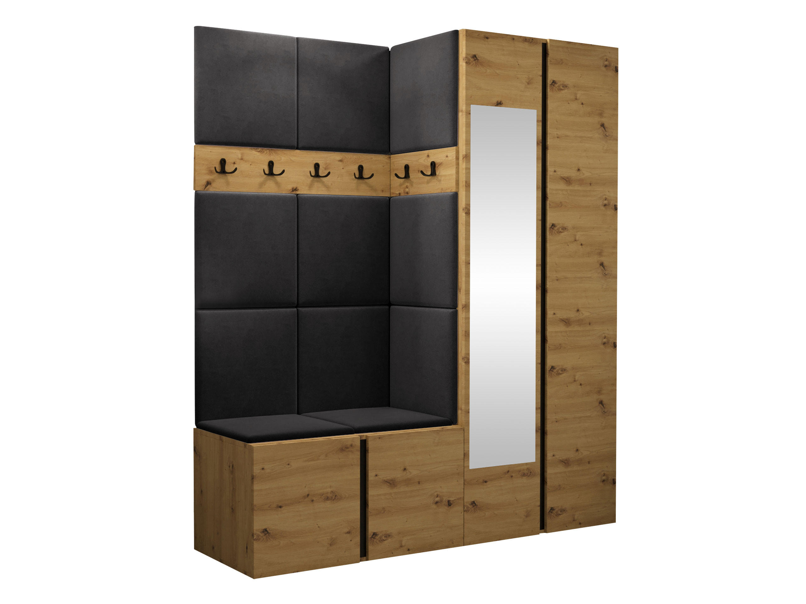 GARDEROBEN-SET Orion XII - Anthrazit/Eiche Artisan, Holzwerkstoff/Kunststoff (158/186/46cm) - MIRJAN24