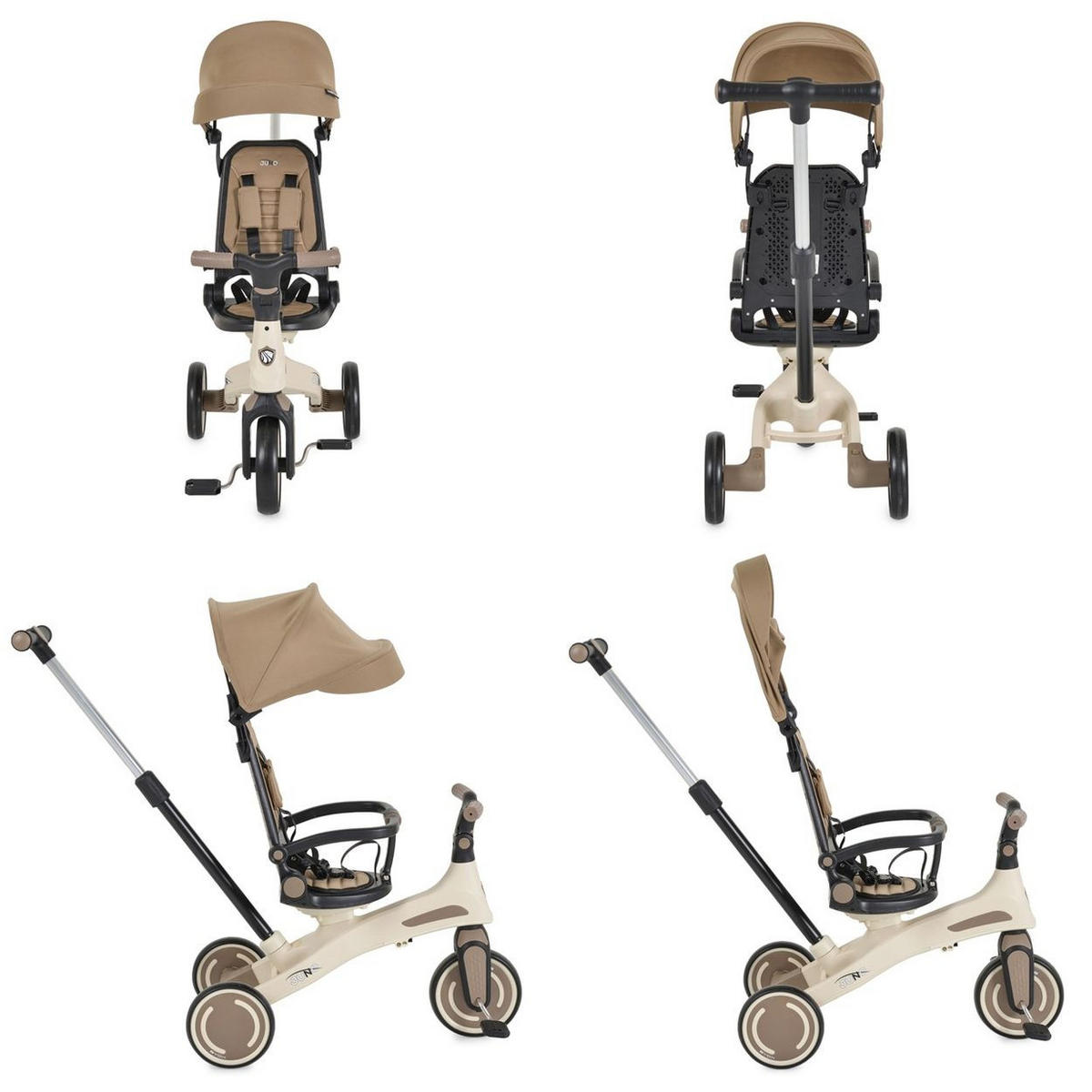 DREIRAD Juno 4 in 1 Laufrad beige Schiebegriff Sitzdrehung Sonnendach - Beige, Metall (72/38/95cm)