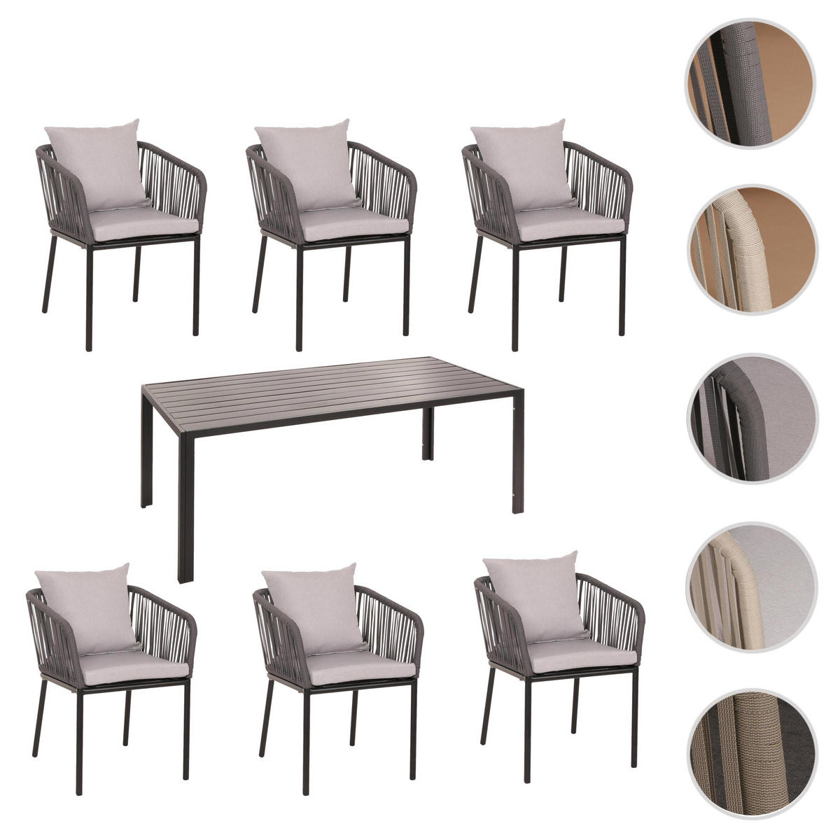 GARTENGARNITUR Anthrazit, Grau 7-teilig-Set - Anthrazit/Grau, Metall - MCW