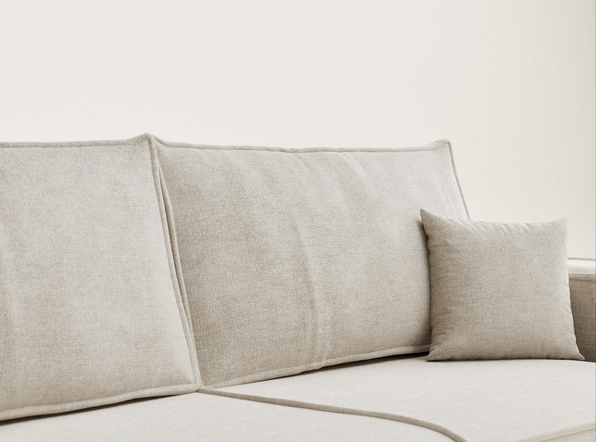 SOFA MIT SCHLAFFUNKTION Milos Beige Chenille-Stoff - Beige/Schwarz, Holz/Holzwerkstoff (255/70/105cm) - Maison de Reve