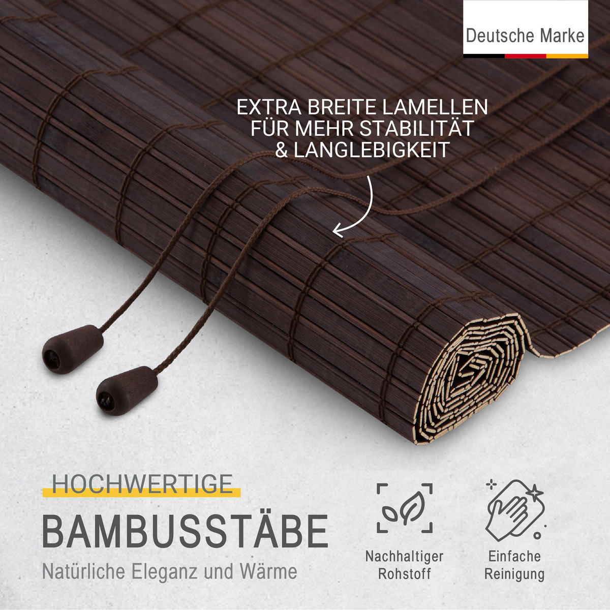 BAMBUSROLLO SolDecor BR7 90x160cm Braun - Braun, Holz (90/160cm) - Sol Royal