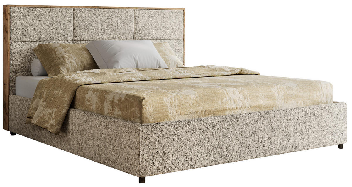 POLSTERBETT LERIO CLASSIC 140/200 - Dunkelbeige Strukture - ohne Matratze - Bronzefarben, Textil (140/200cm) - MKS