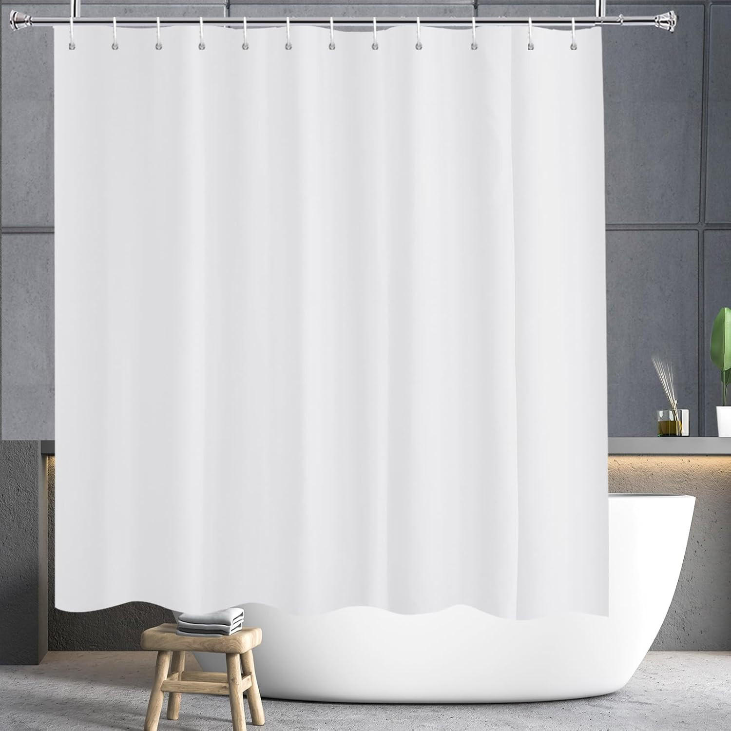 DUSCHVORHANG Weiß wasserdicht schimmelresistent mit Schlaufe Aufhängung Breite x Höhe 200 cm - Weiß, Kunststoff (180/200cm) - MCBOSON