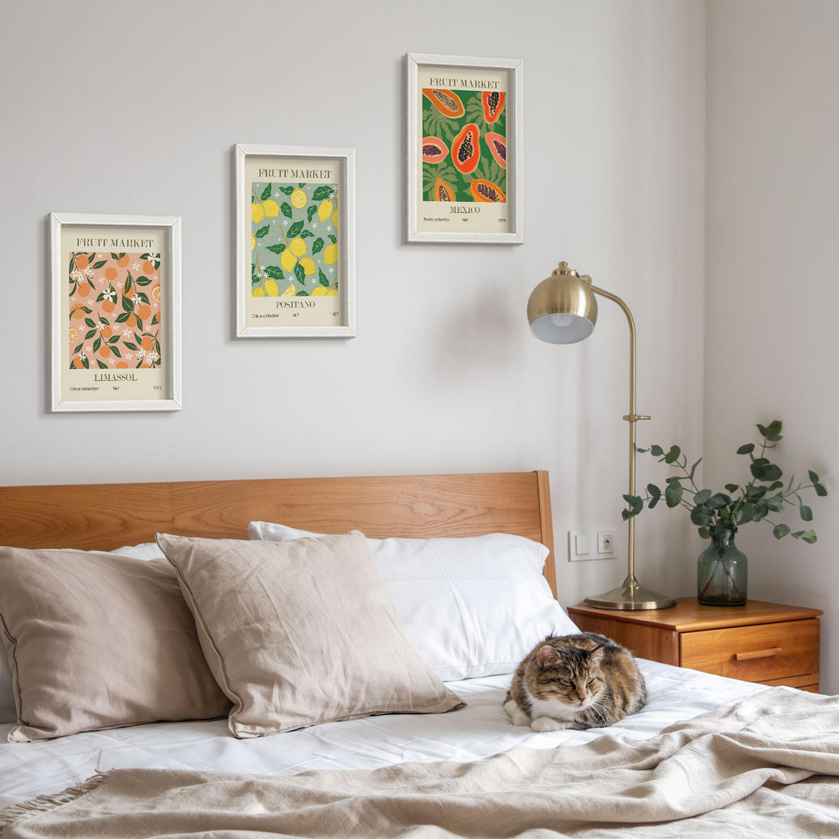 WANDBILDER 3er-Set - 20x30 cm Weißer Rahmen - Zitrusfrüchte, tropischer Retro-Stil - Weiß, Kunststoff (20/30cm) - ArtPrintCave