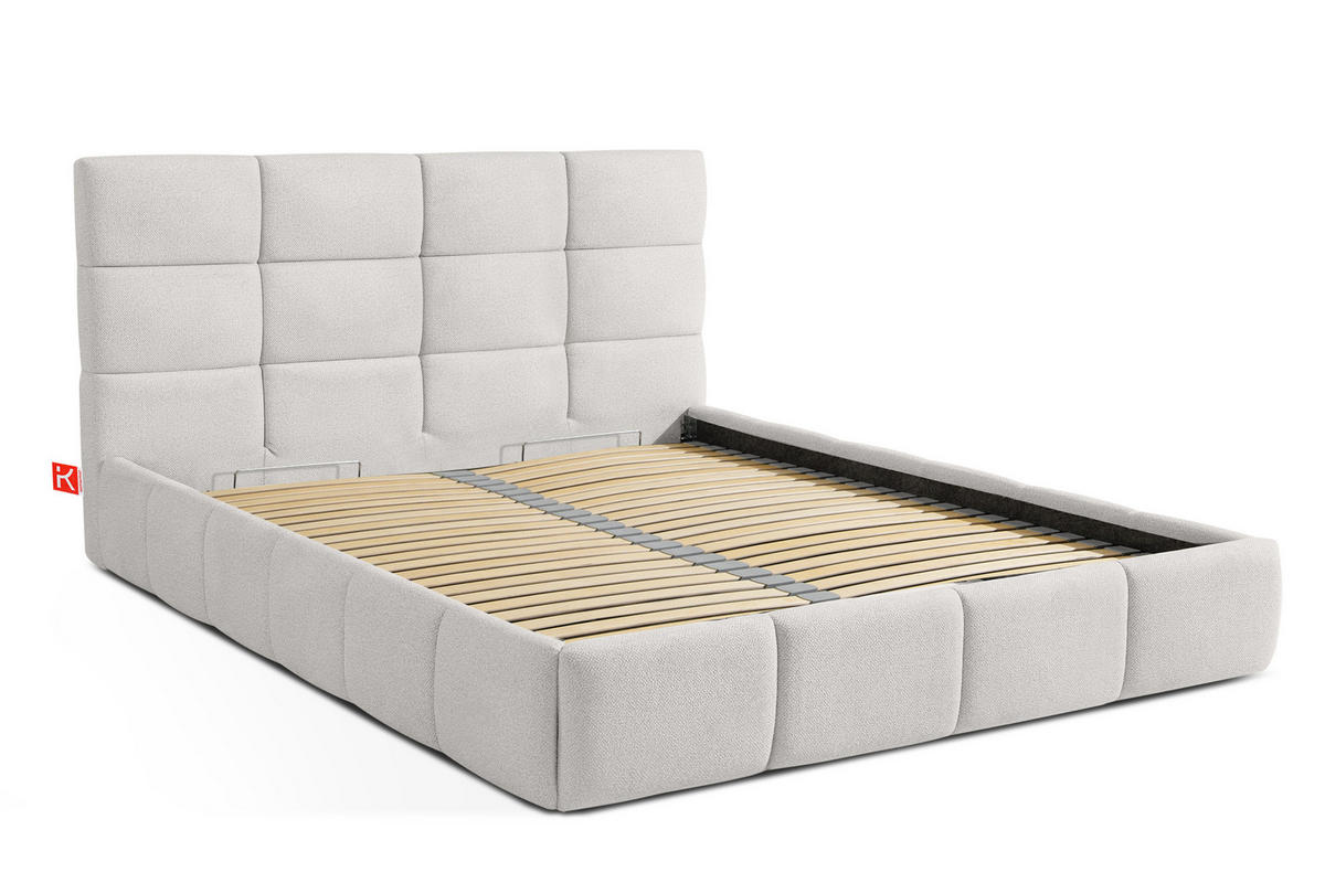 POLSTERBETT ALTOS Bouclé, weiß - Weiß, Holz/Holzwerkstoff (140/200cm) - KONSIMO®
