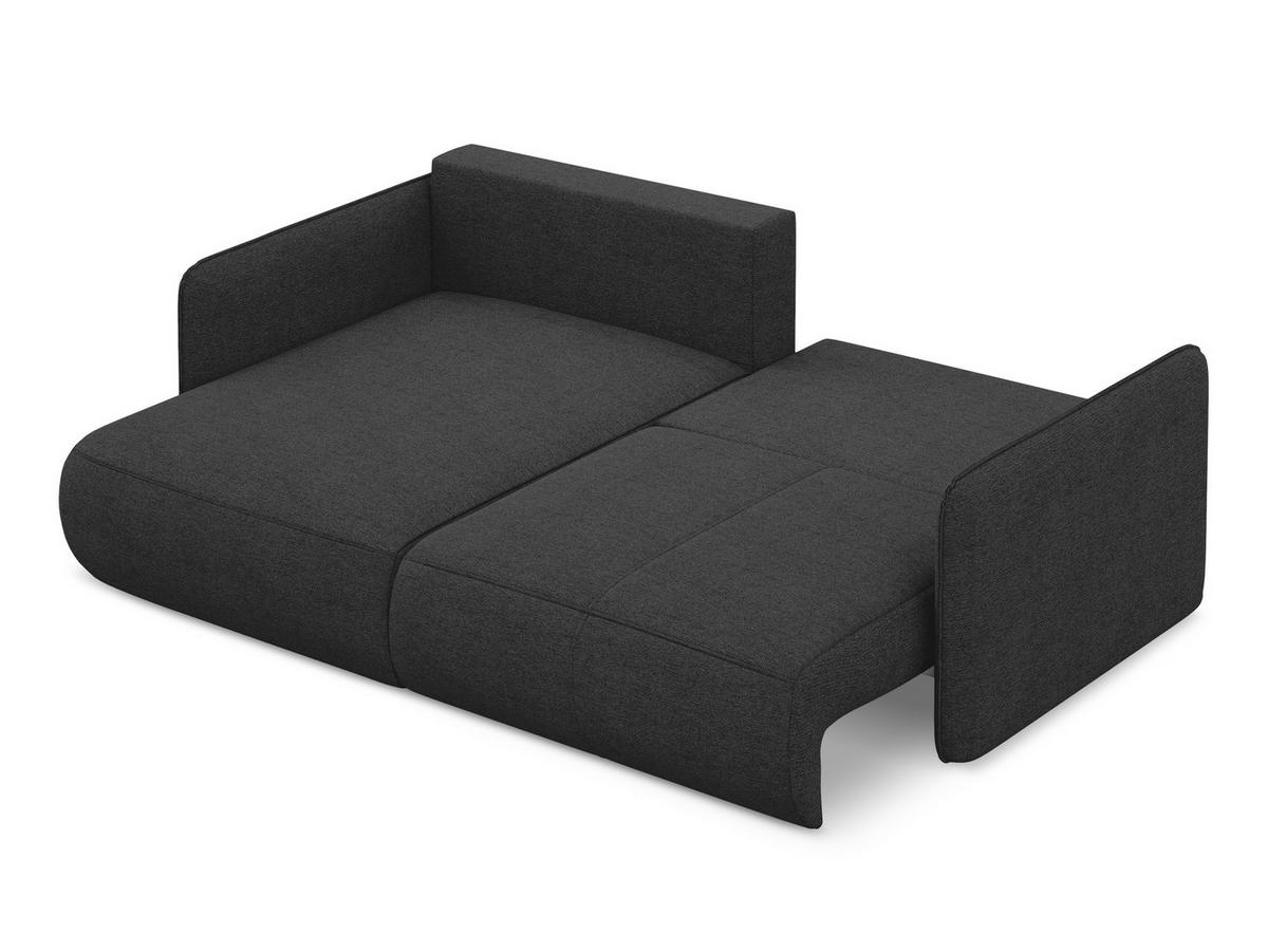 ECKSOFA mit Schlaffunktion Chenille Stoff Schwarz - Anthrazit/Schwarz, Kunststoff/Textil (148/207cm) - Makamii
