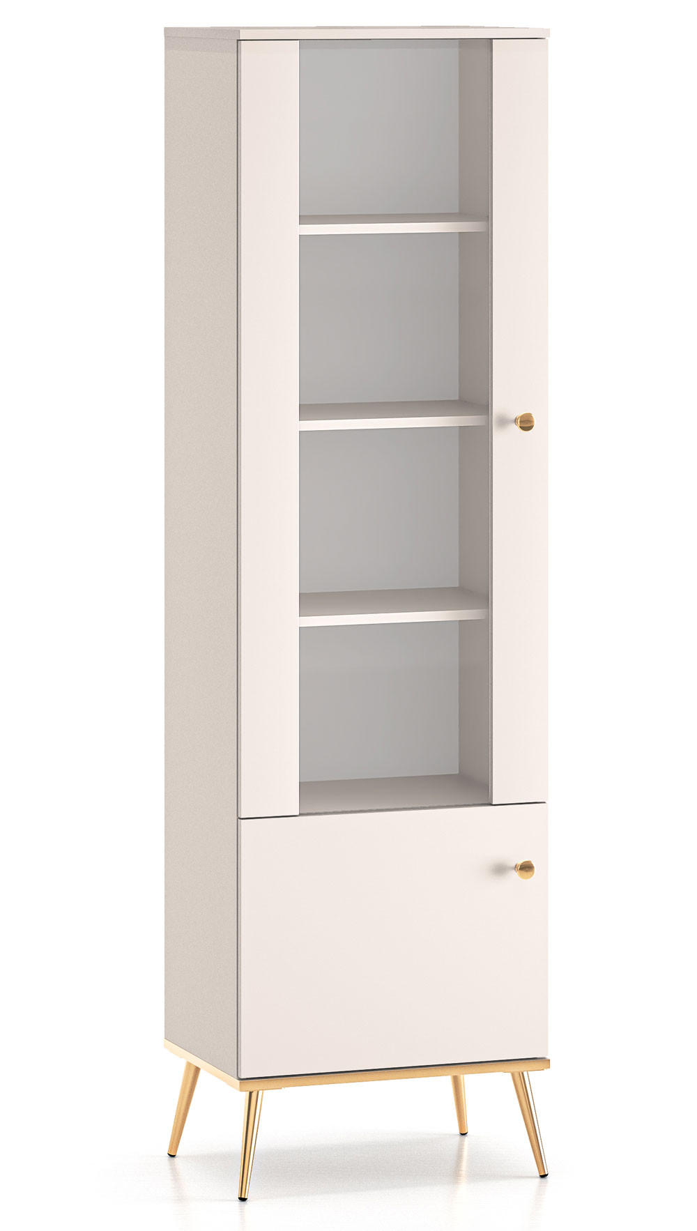 VITRINE Selgin Kaschmir / Gold 55 / 40 / 190cm ohne Beleuchtung - Kaschmir/Goldfarben, Holz/Holzwerkstoff (55/40/190cm) - Feldmann-Wohnen