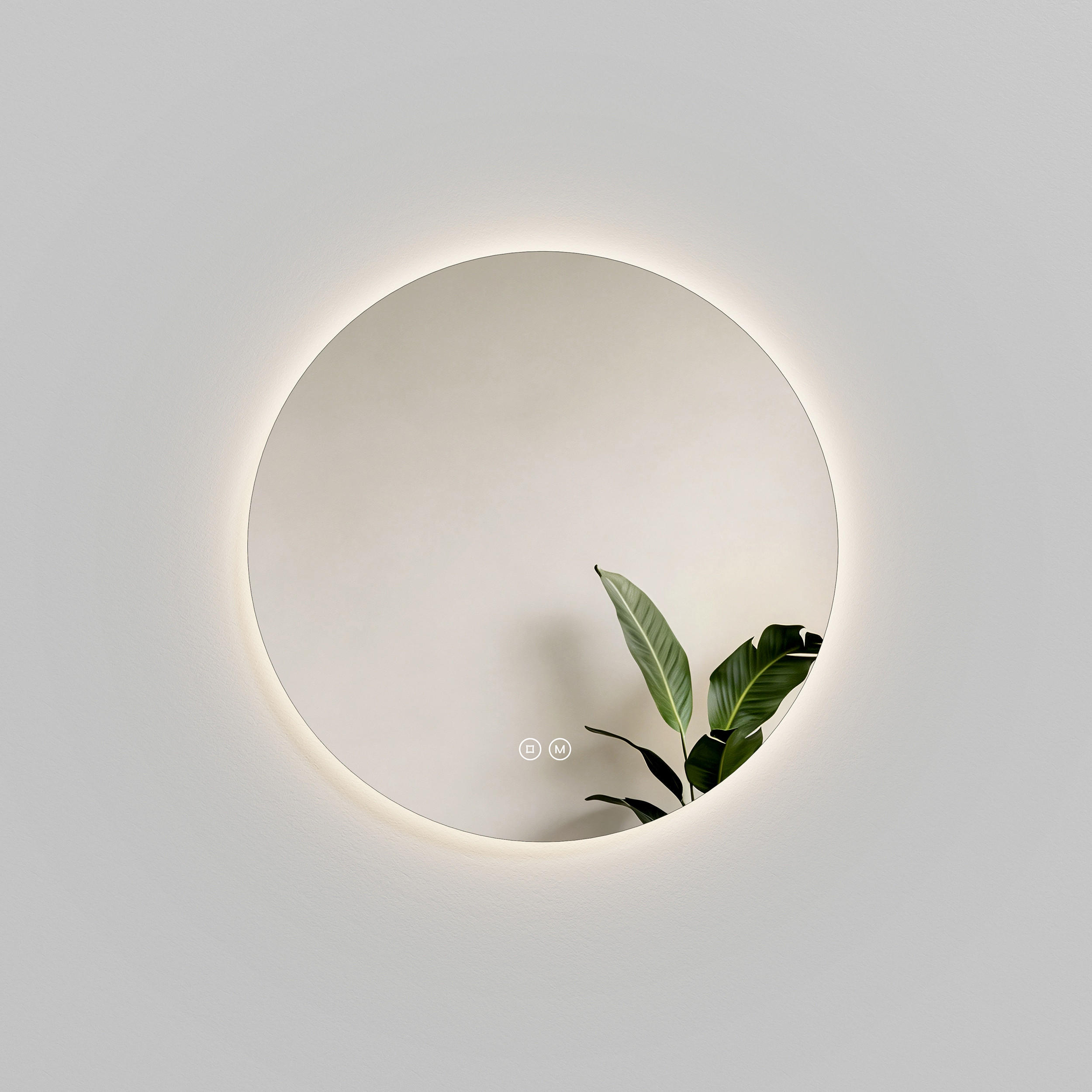 BADSPIEGEL rund mit Beleuchtung rahmenlos Ø50 cm - Weiß, Glas (50/3/50cm) - EMKE