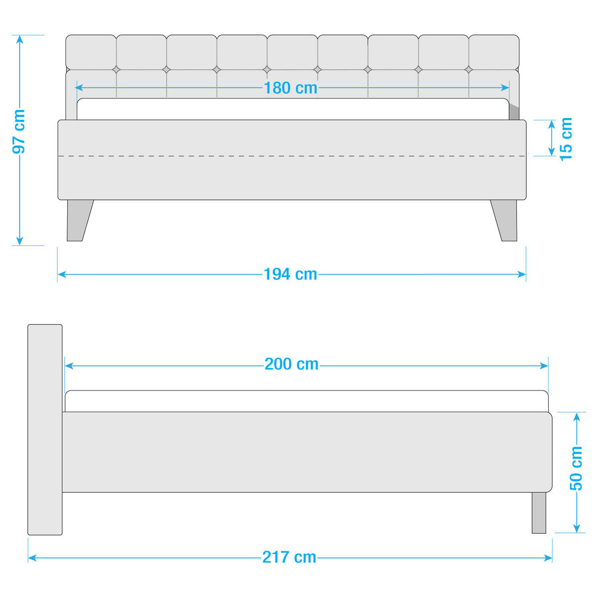 POLSTERBETT - Samt - Dunkelblau, Holz/Textil (180/200cm) - home24