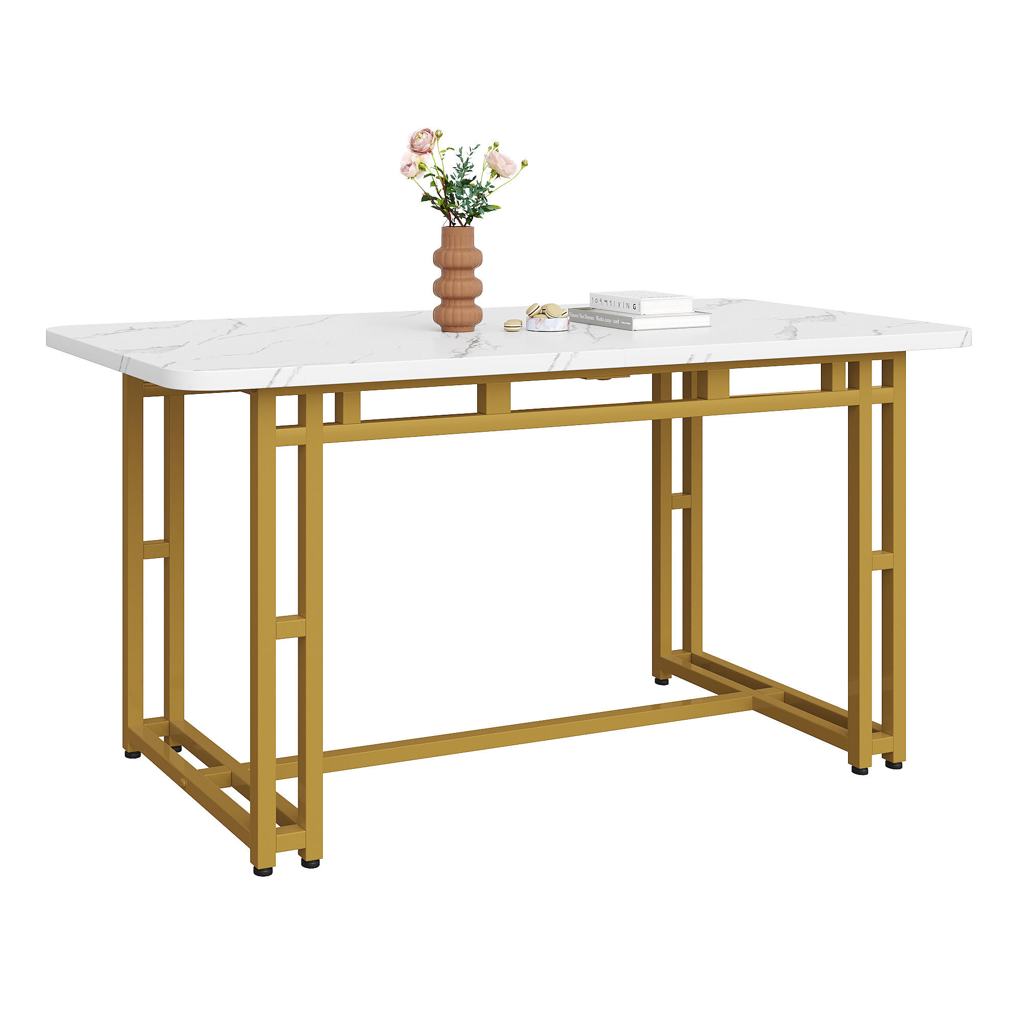 ESSTISCH Golden 120/70/74 cm - Goldfarben, Holzwerkstoff/Metall (120/70/74cm) - Urban Meuble