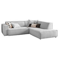 ECKSOFA SAMU Hellgrau Cord - Hellgrau/Schwarz, Textil (254/224cm) - KAWOLA