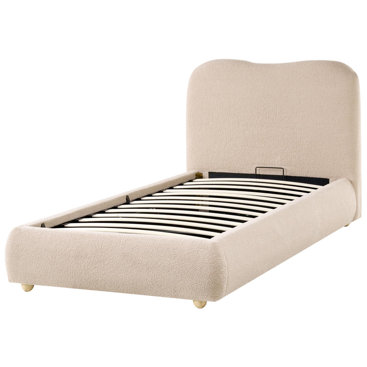 BETT mit Stauraum 90/200 cm Beige Blagnac - Beige/Braun, Textil (90/200cm) - Beliani