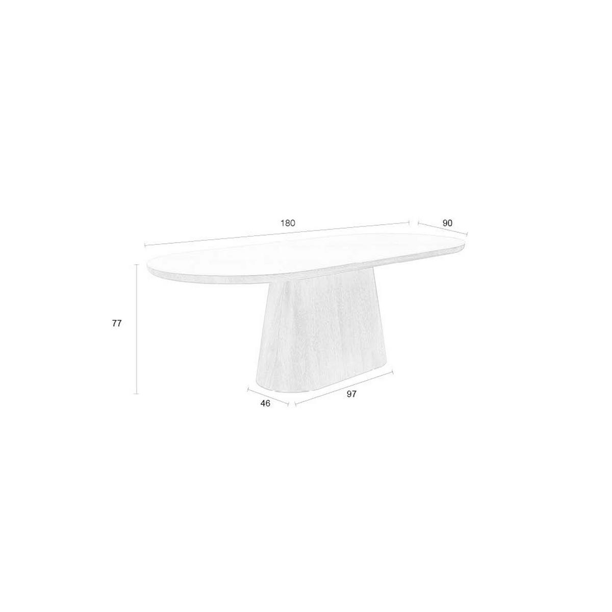 ESSTISCH Almira Oval 180 cm Weiß/Braun - Naturfarben, Stein (180/90/77cm) - Housecraft Living