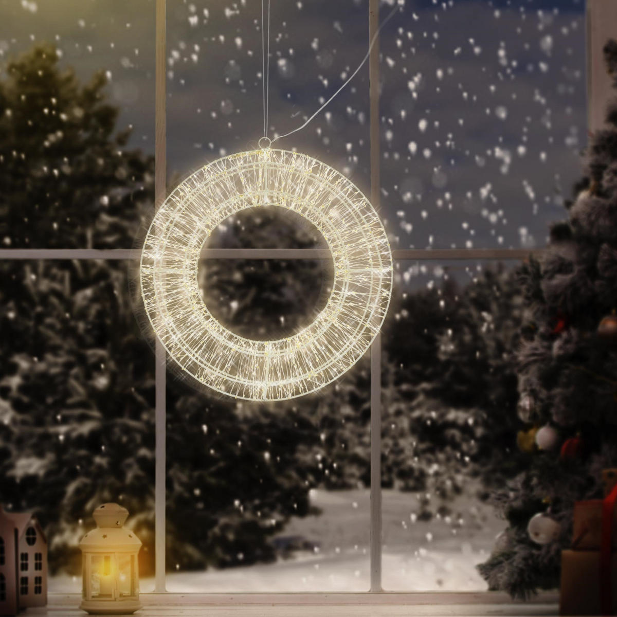 WEIHNACHT Ring - Weiß, Metall (38/38/38cm) - ECD-Germany