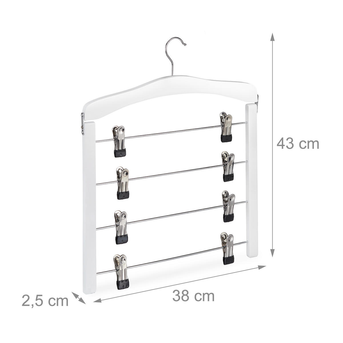 3XZÁVES na sukňu - biela, kov/drevo (38/43/2.5cm) - Relaxdays