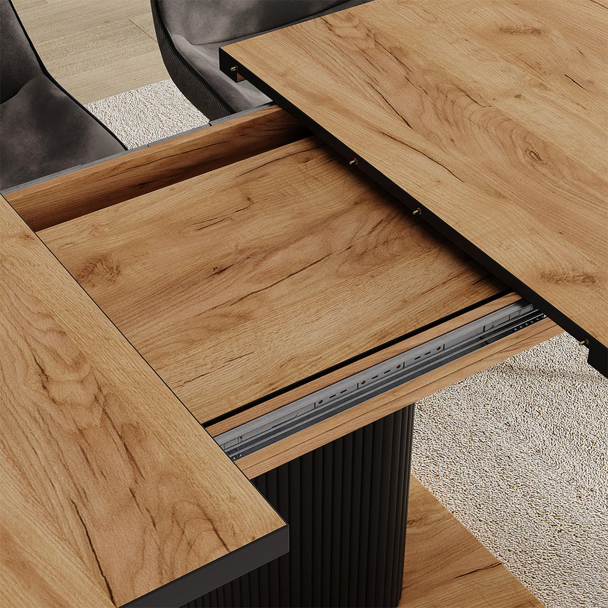 JÍDELNÍ STŮL Fenaro Černý/zlatý dub - černá, kompozitní dřevo (80/120/77.4cm) - Vicco