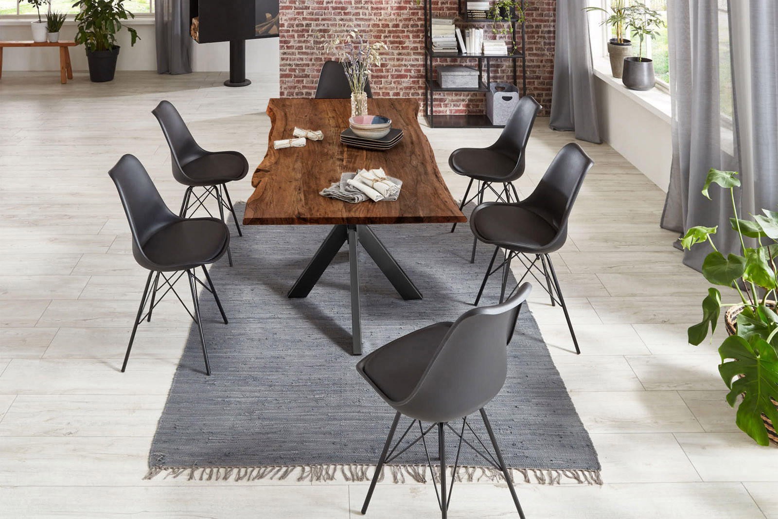 ESSTISCH HELENE - Schwarz/Braun, Holz/Metall (80/140/77cm) - SAM