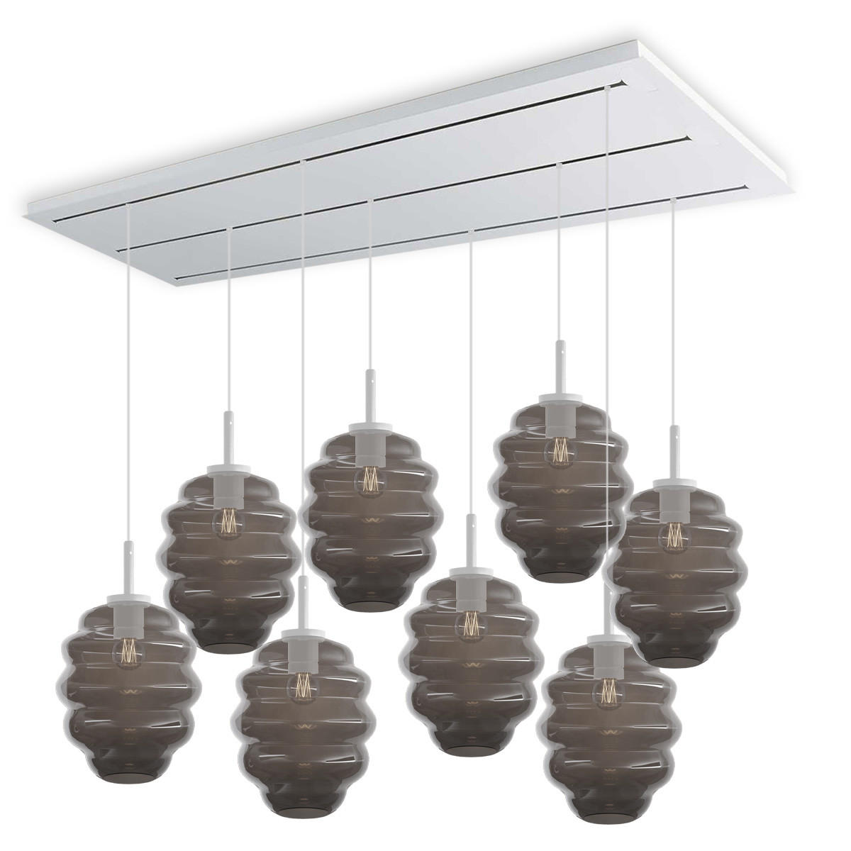 HÄNGELEUCHTE Echos 8-flammig Rauch Ø 25cm - Anthrazit/Weiß, Glas (25/25/28cm) - s.luce