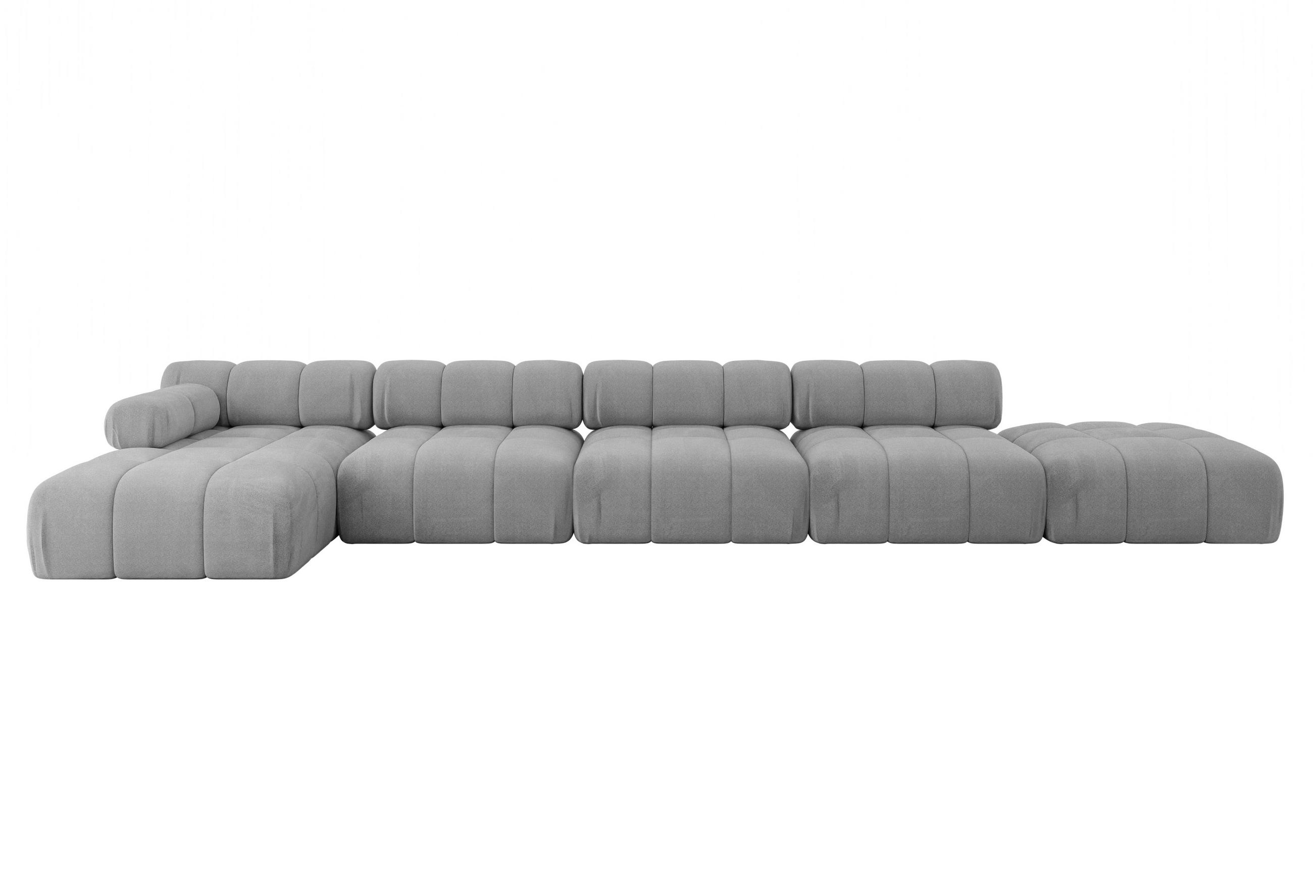 ECKSOFA modulares Sofa Lizur-L3 - 475x160x70 cm Hellgrau Velours - Hellgrau, Holzwerkstoff/Textil (475/160cm) - ALTDECOR