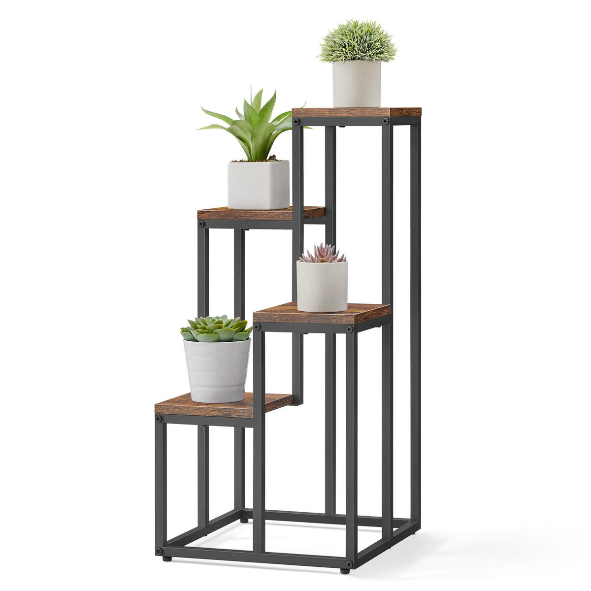 BLUMENSTÄNDER - Alteiche/Schwarz, Metall (34/34/71cm) - Mat-Haus